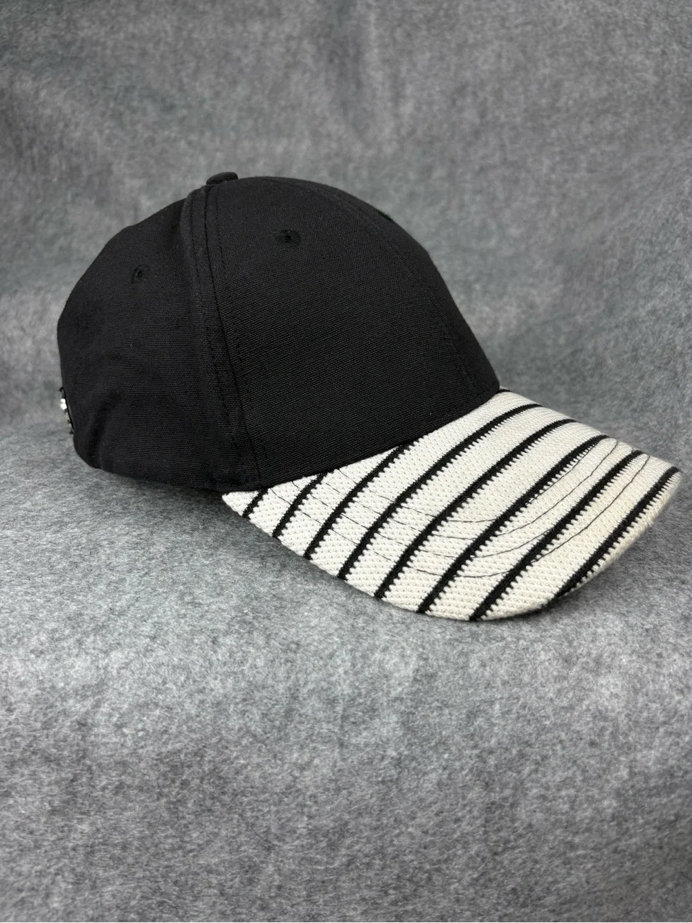 Vince Camuto Black Striped Brim Adjustable Baseball Cap One Size